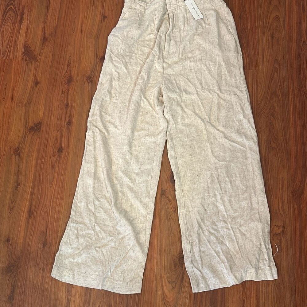 NWT Hunter & Brown oatmeal color rayon/ linen pants size M